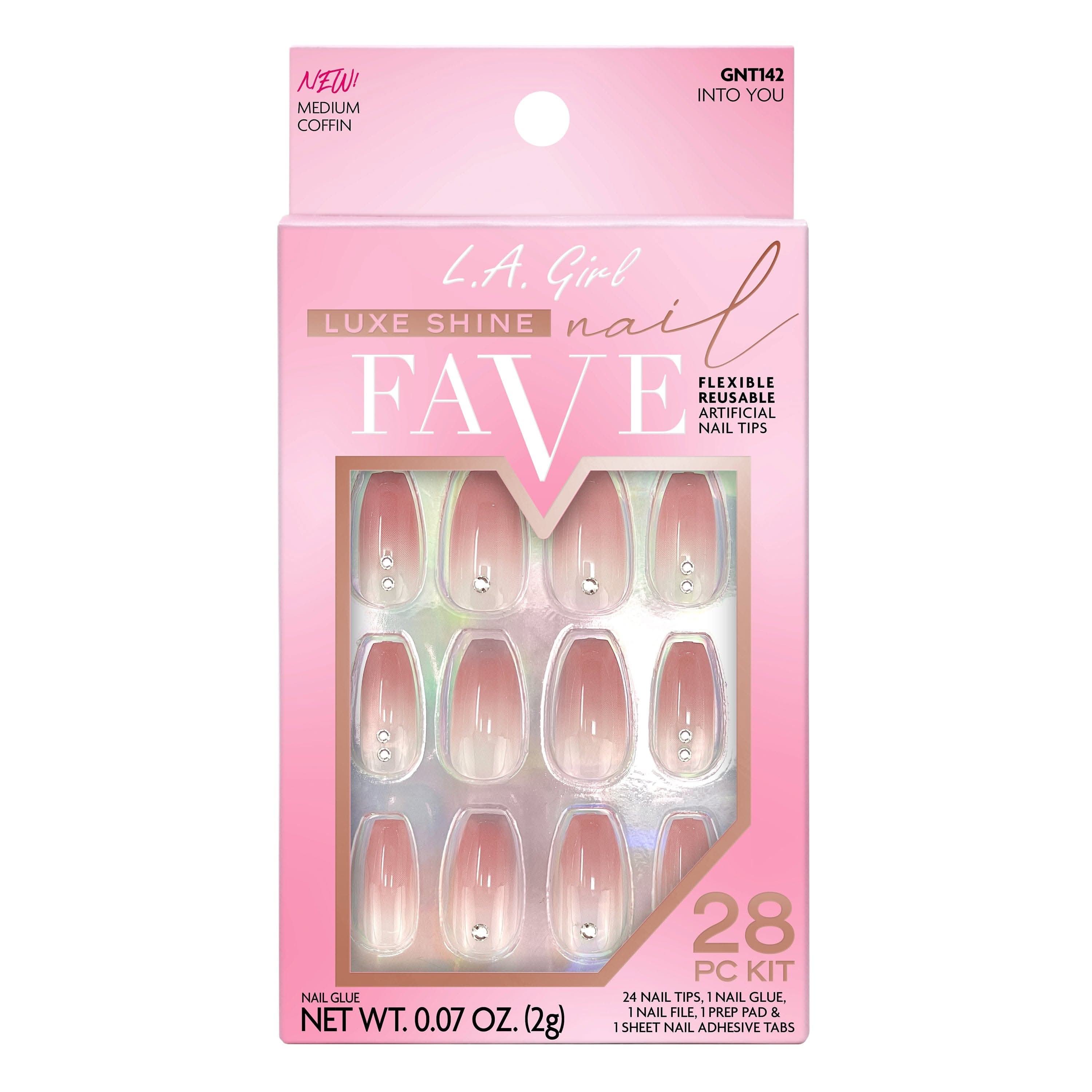 L.A. Girl Luxe Shine Faux Ongles GNT730G Black French 24 pcs