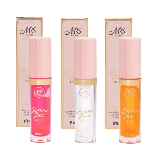 Mrs Glam Glorious Glaze trio huiles lèvres 3 teintes brillant