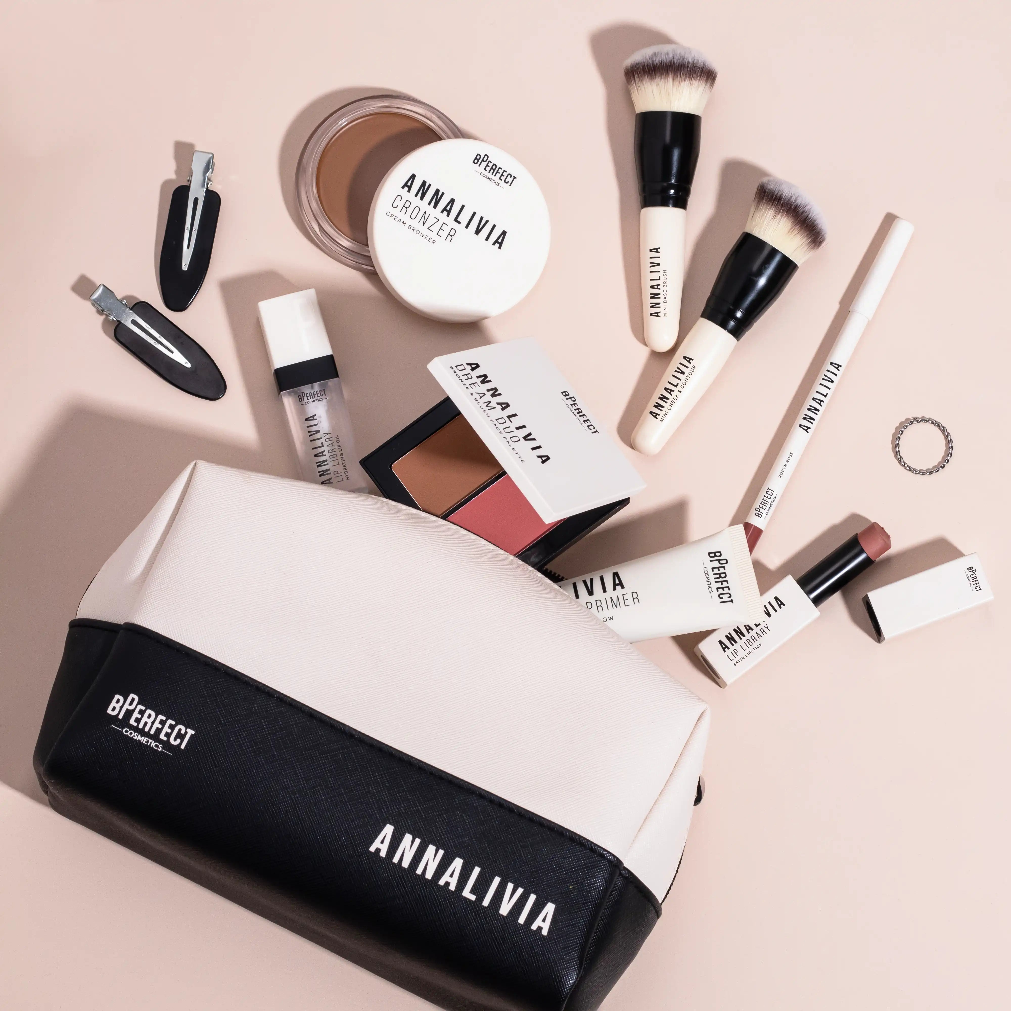 BPerfect Annalivia trousse maquillage voyage simili cuir crème