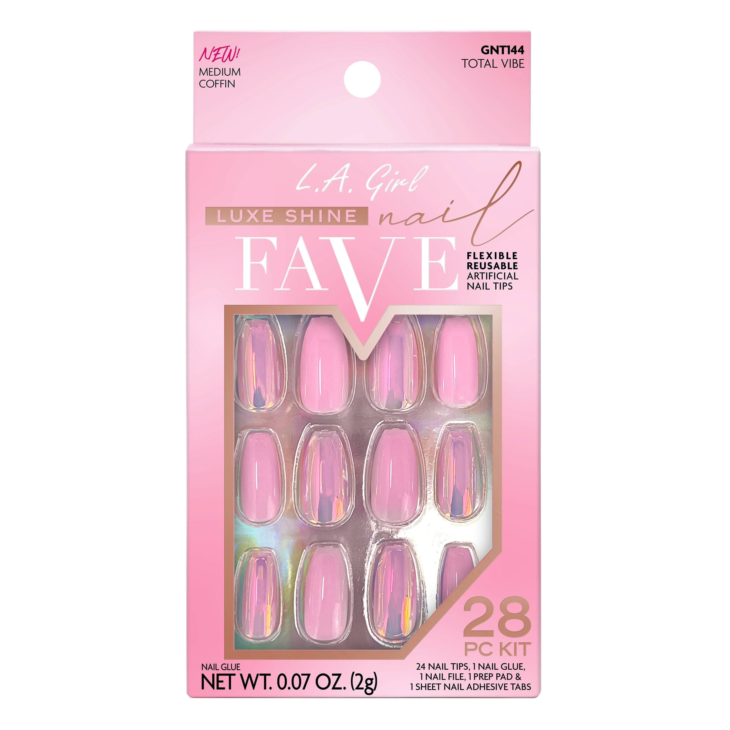 L.A. Girl Luxe Shine Faux Ongles GNT730G Black French 24 pcs