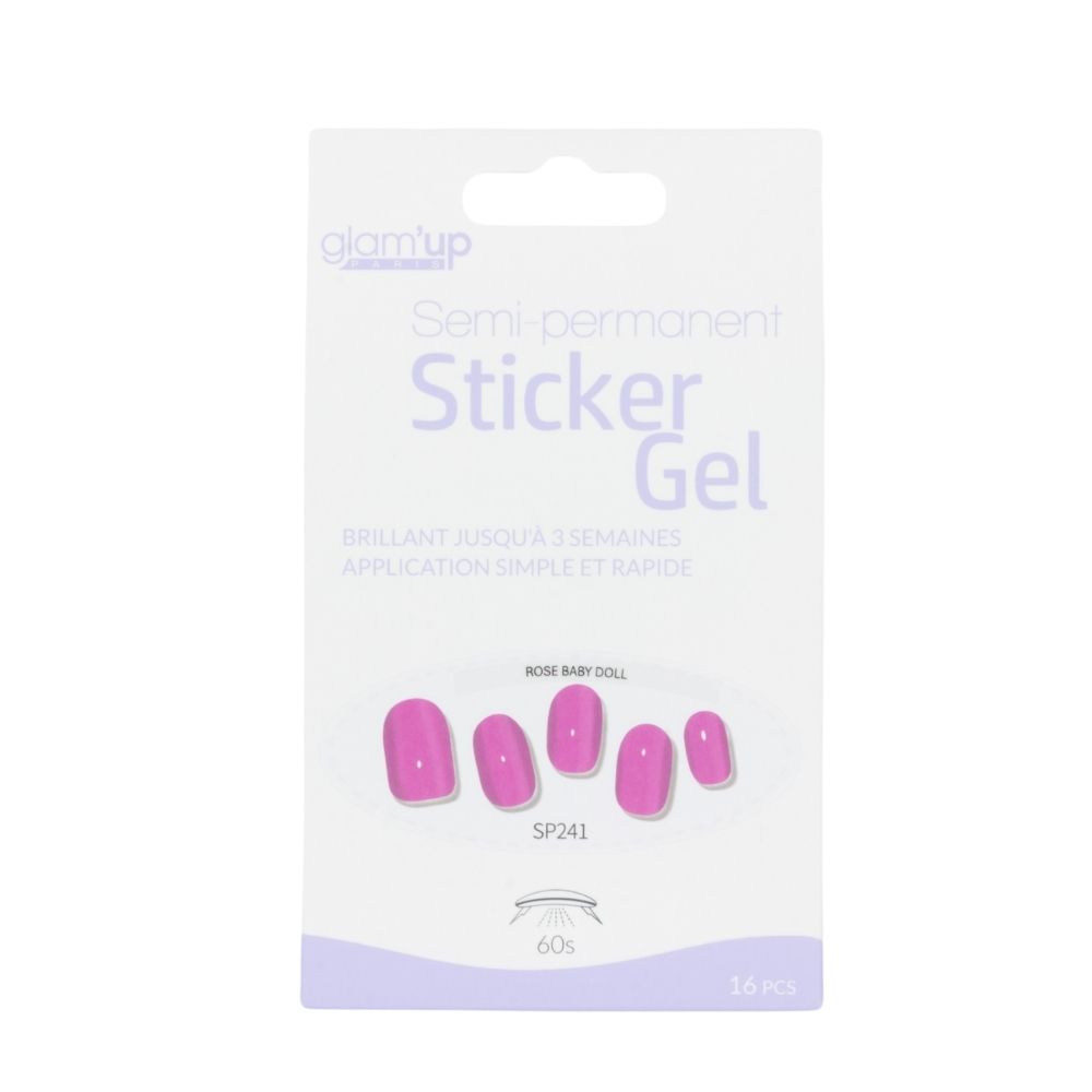 Glam'Up Les Ongles Sticker Gel Rose Baby Doll 16 Pièces