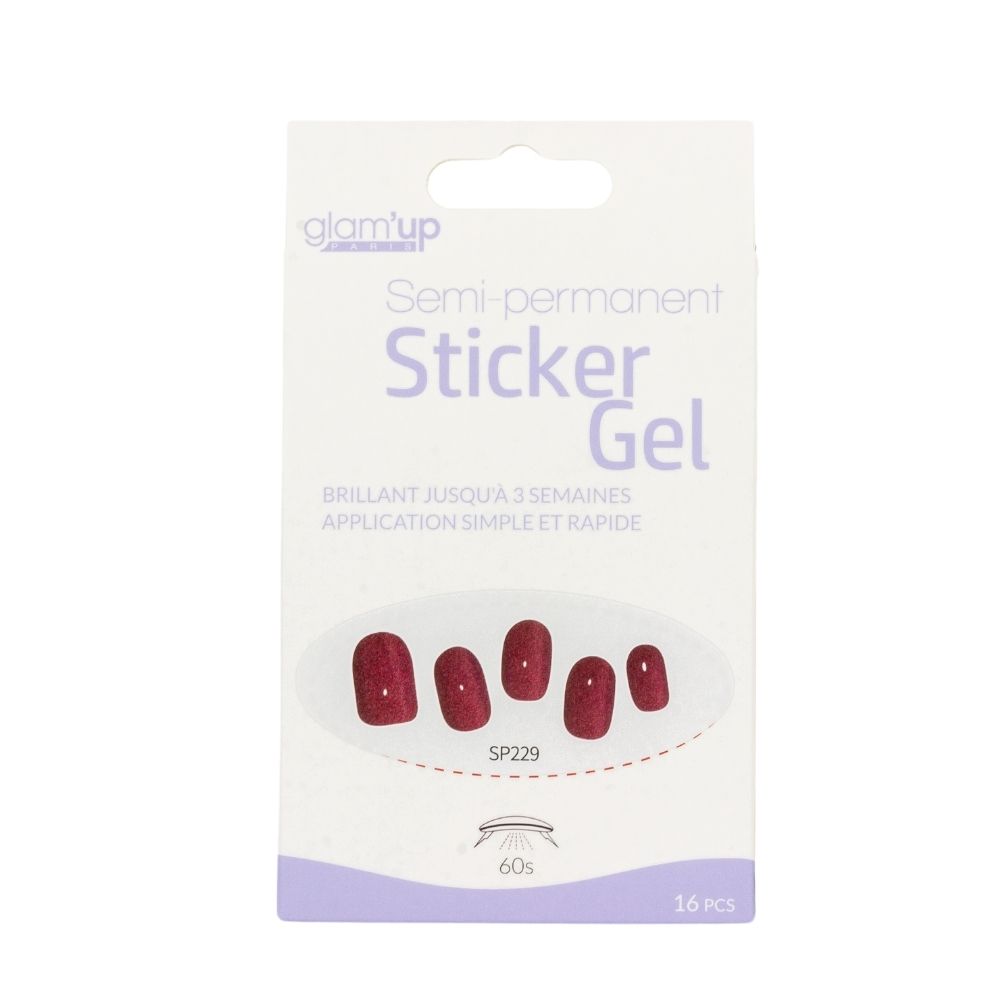 GLAM'UP Les Ongles Sticker Gel Paillettes Rouges 16 pcs