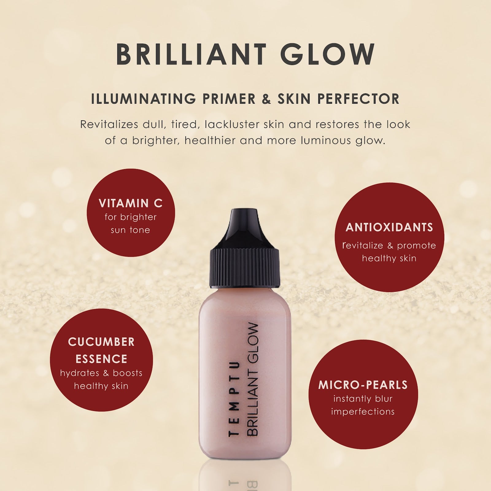 TEMPTU Brilliant Glow base éclat Fair to Light 1 oz