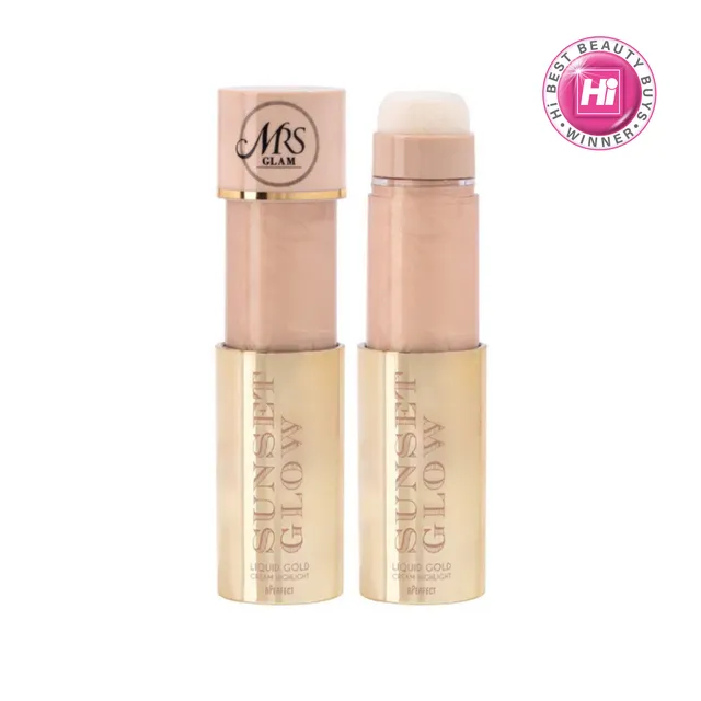 Mrs Glam Sunset Glow highlighter crème Liquid Gold fini lumineux