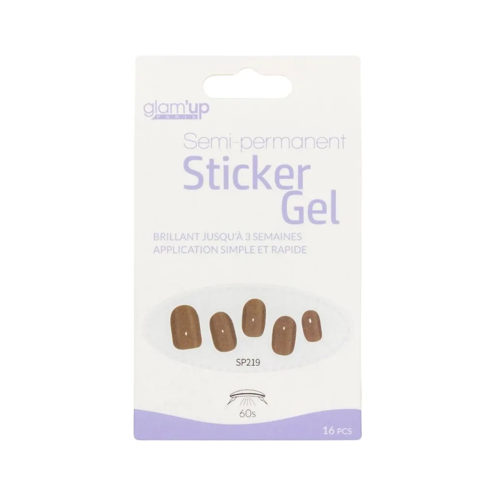 GLAM'UP Les Ongles Sticker Gel Taupe 16 pièces