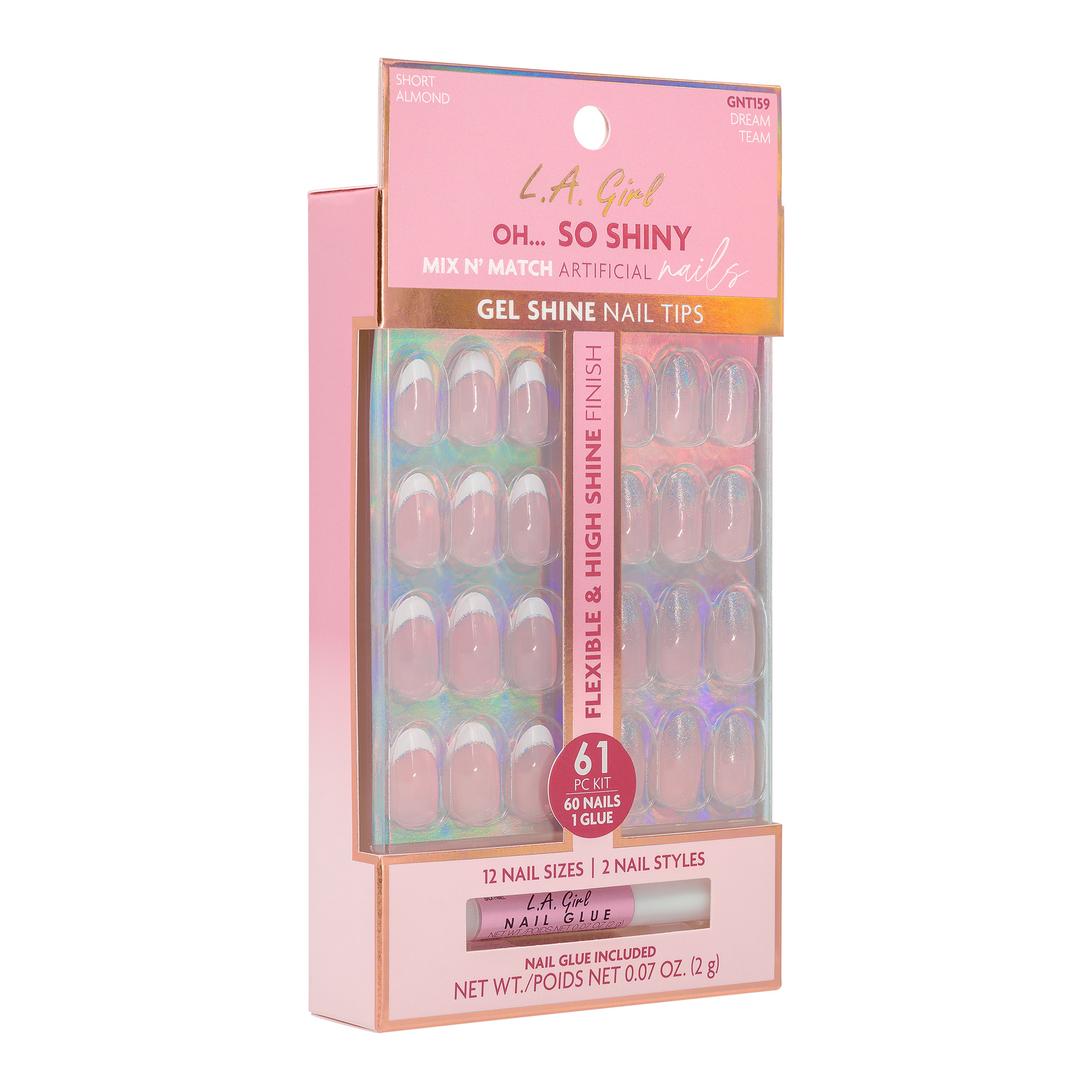 L.A. Girl Oh So Shiny GNT159G faux ongles Dream Team 60 pcs