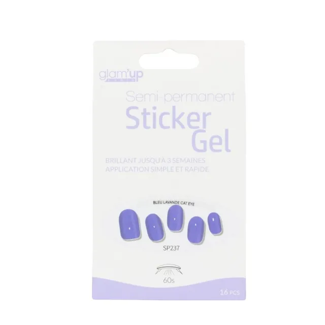 GLAM'UP Les Ongles Sticker Gel Bleu Lavande Cat Eye 16 pièces