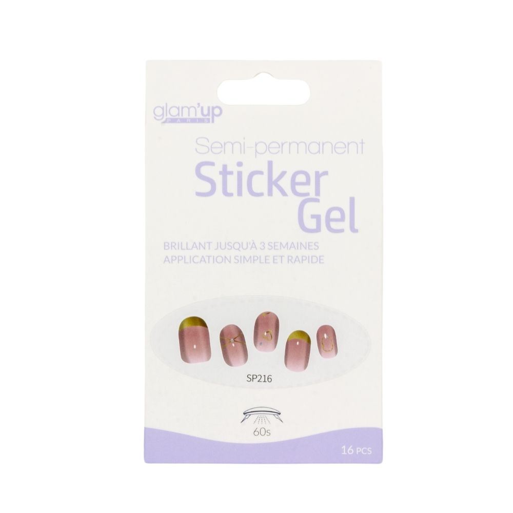 Glam'Up Les Ongles Sticker Gel French Dorée Strass 16 Pcs