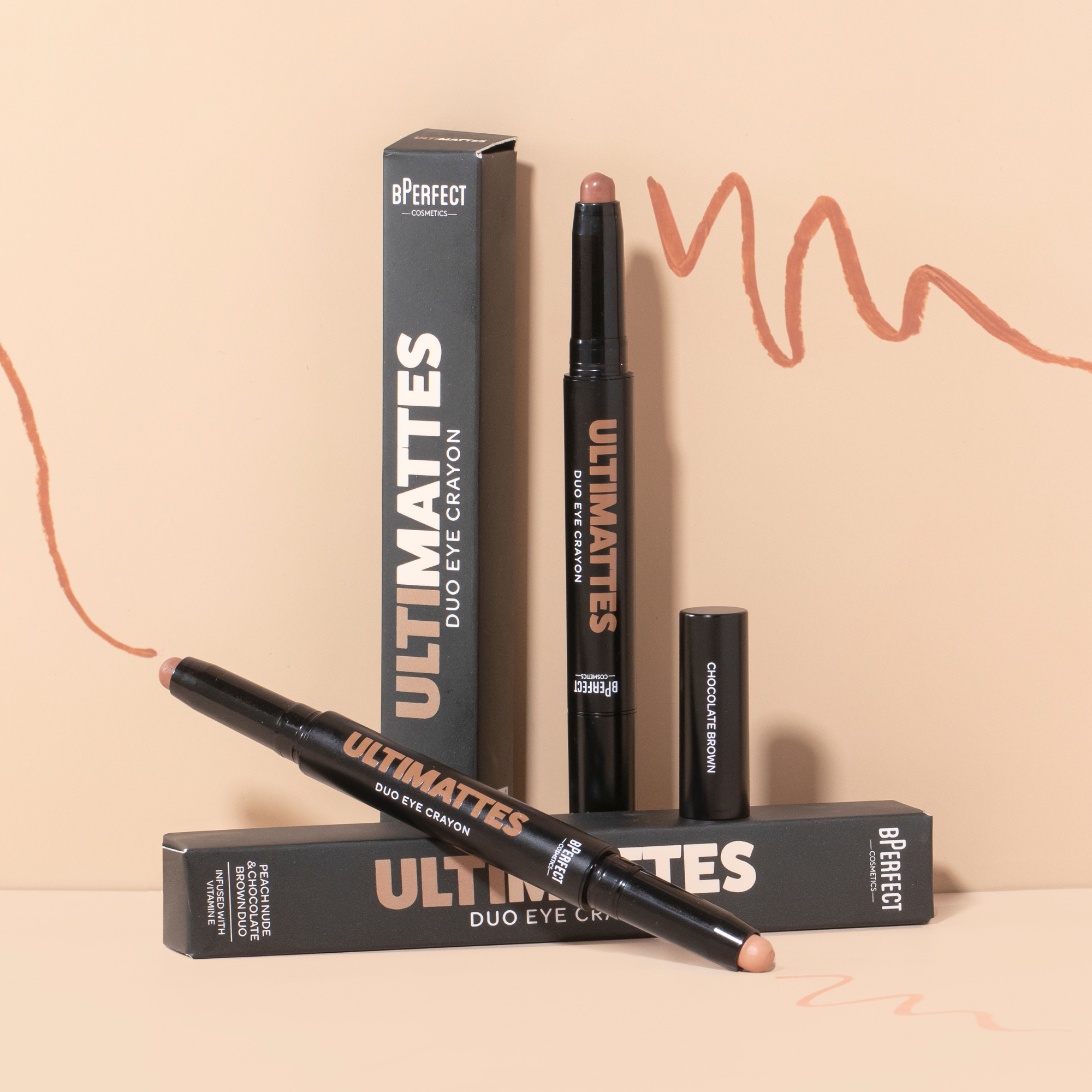 Be Perfect Ultimattes Duo crayon yeux Peach Nude + Chocolate 2g