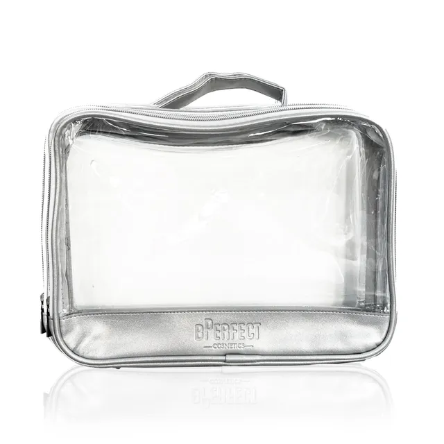 BPerfect Large Trousse Maquillage Argentée 30 cm voyage