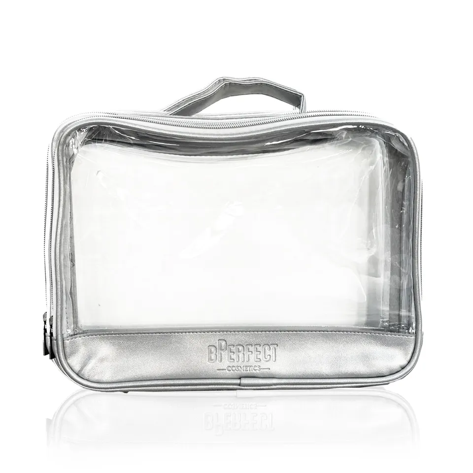 BPerfect Large Trousse Maquillage Argentée 30 cm voyage
