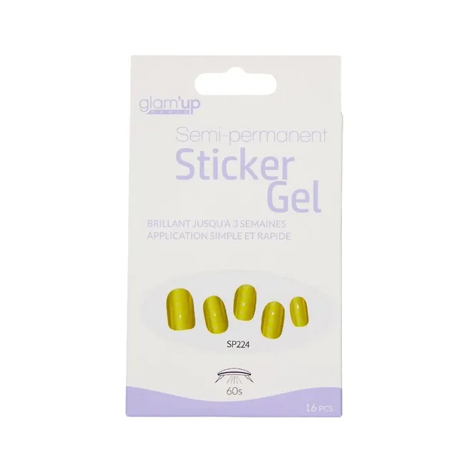 GLAM'UP Les Ongles Sticker Gel Semi-Permanent doré 16 pièces