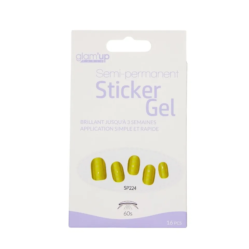 GLAM'UP Les Ongles Sticker Gel Semi-Permanent doré 16 pièces