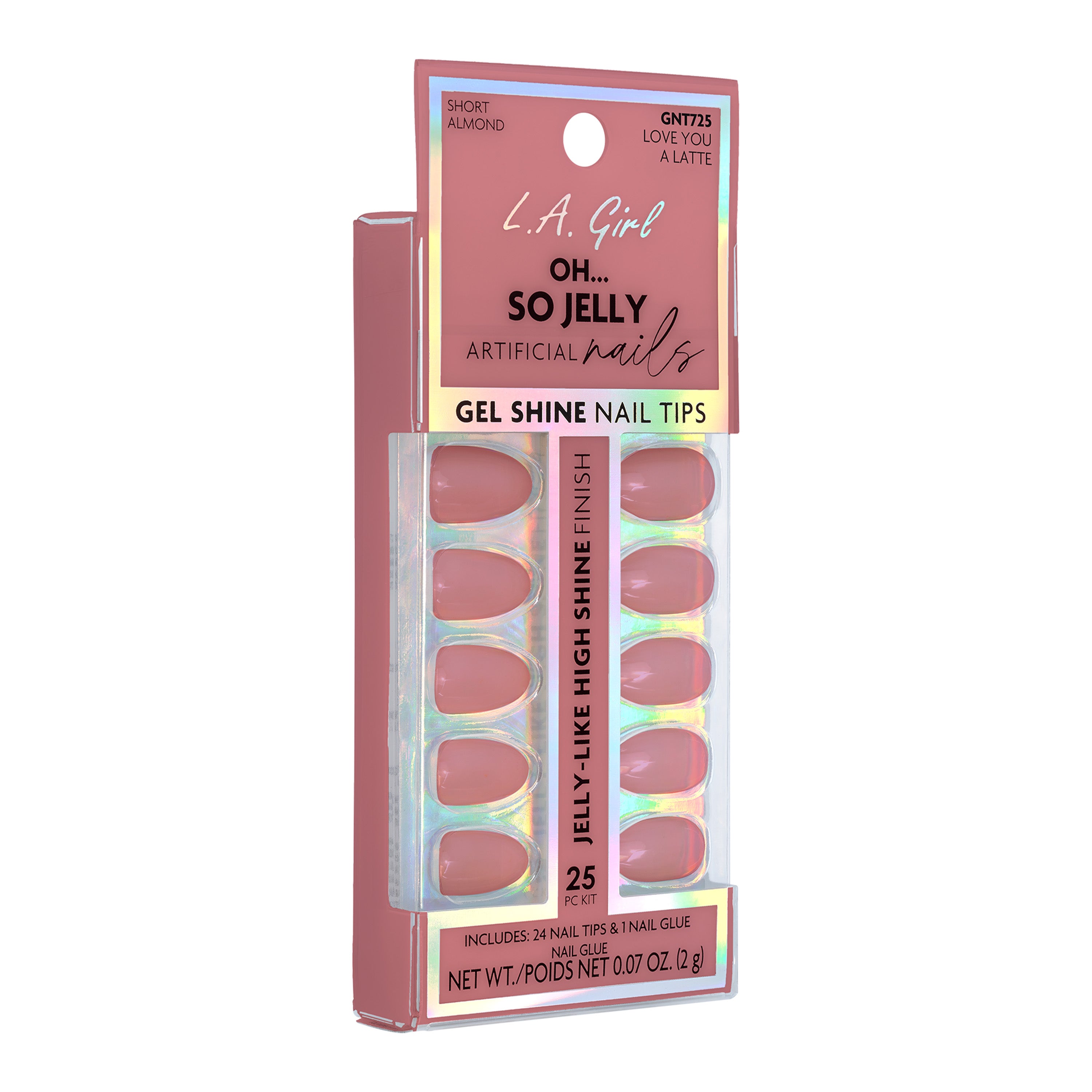 L.A. Girl Nails Oh So Jelly GNT724G faux ongles Lovely & Bubbly x24