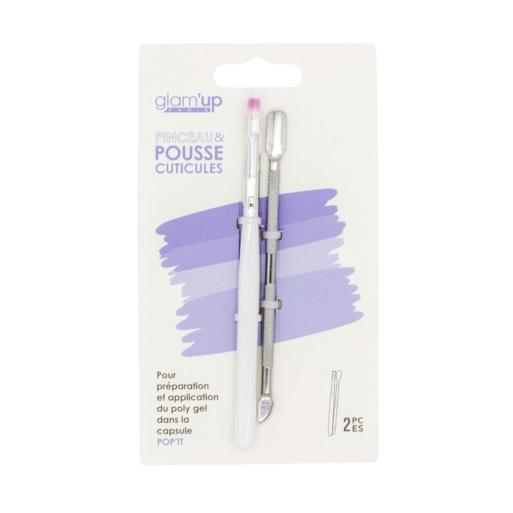 GLAM'UP Les Ongles Pousse Cuticules Double Embout + Pinceau