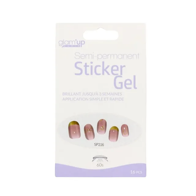 Glam'Up Les Ongles Sticker Gel French Dorée Strass 16 Pcs