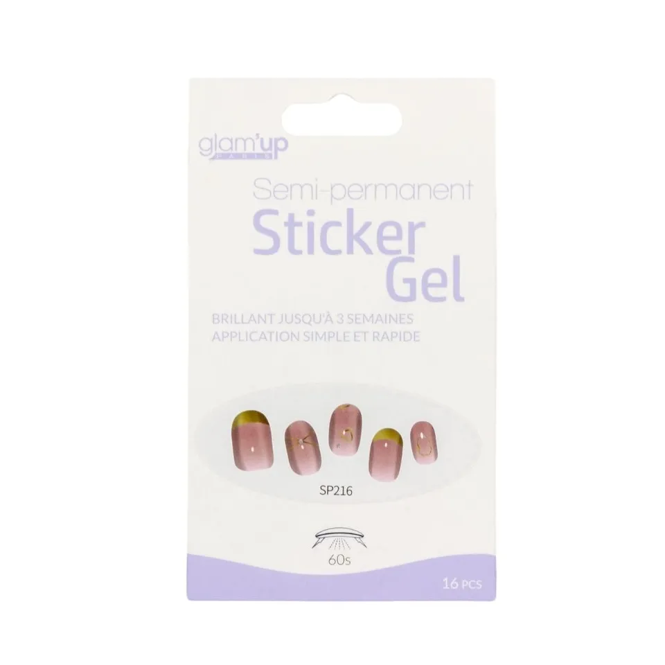 Glam'Up Les Ongles Sticker Gel French Dorée Strass 16 Pcs