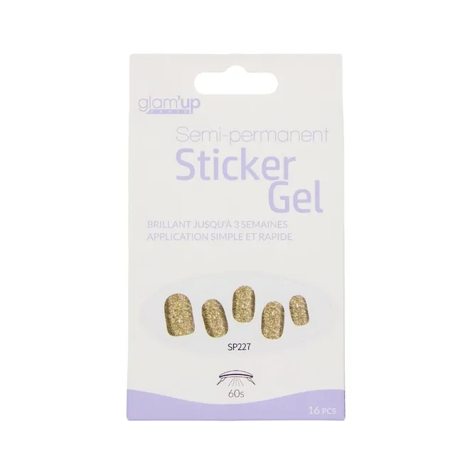 GLAM'UP Les Ongles Sticker Gel Paillettes Dorées 16 pièces