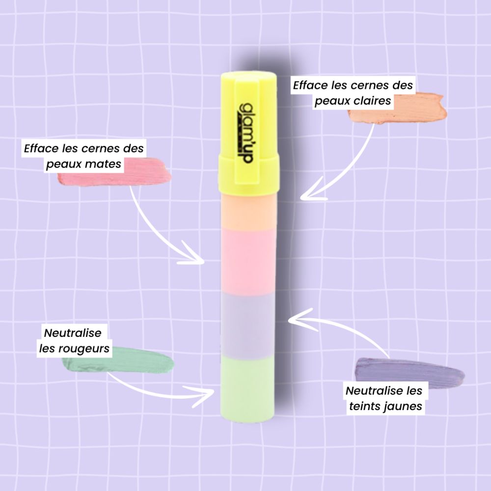 GLAM'UP stick correcteur teint 4 couleurs couvrance