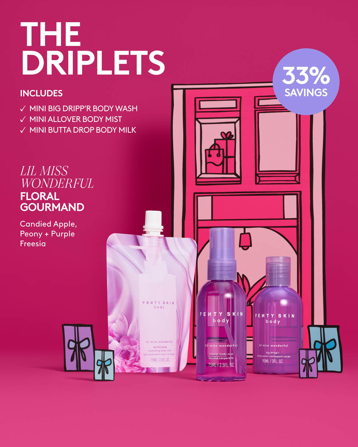 Fenty Beauty The Driplets coffret corps mini lait parfum floral