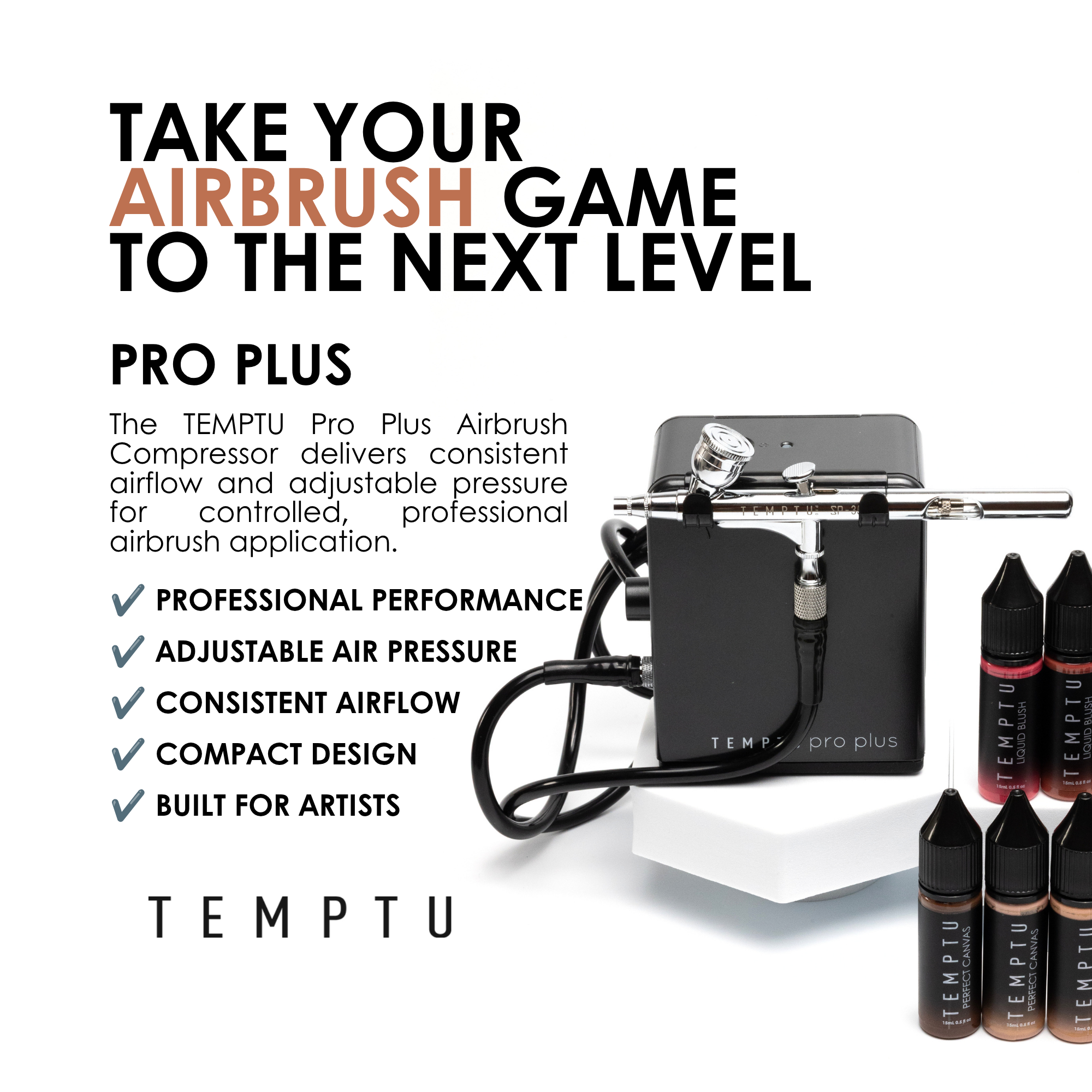 TEMPTU Pro Plus compresseur aérographe portable 30 PSI