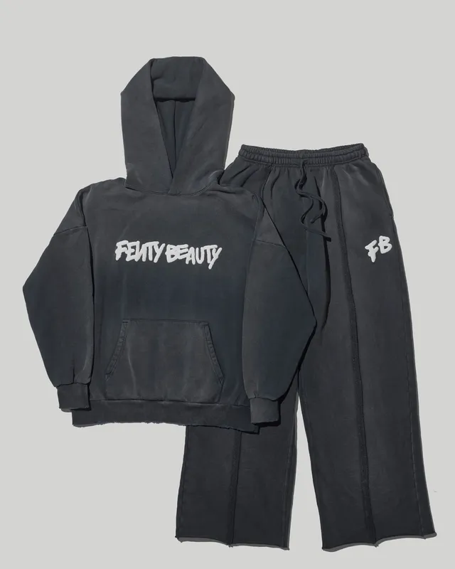 Fenty Beauty Ensemble Hoodie + Jogging Noir Délavé Oversized