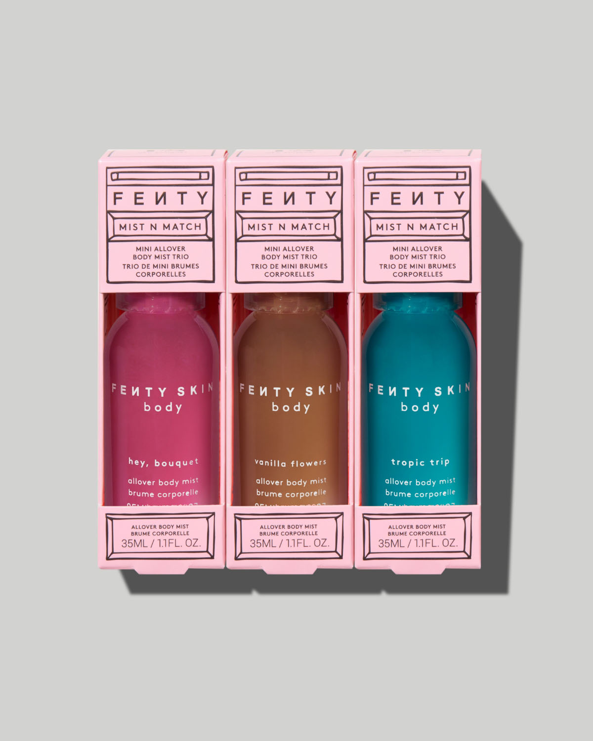 Fenty Beauty Mist N Match trio brumes corps mini