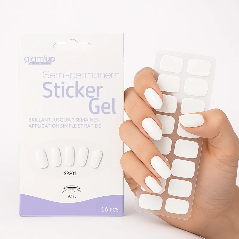 GLAM'UP Les Ongles Sticker Gel Semi-Permanent Blanc 16 pièces