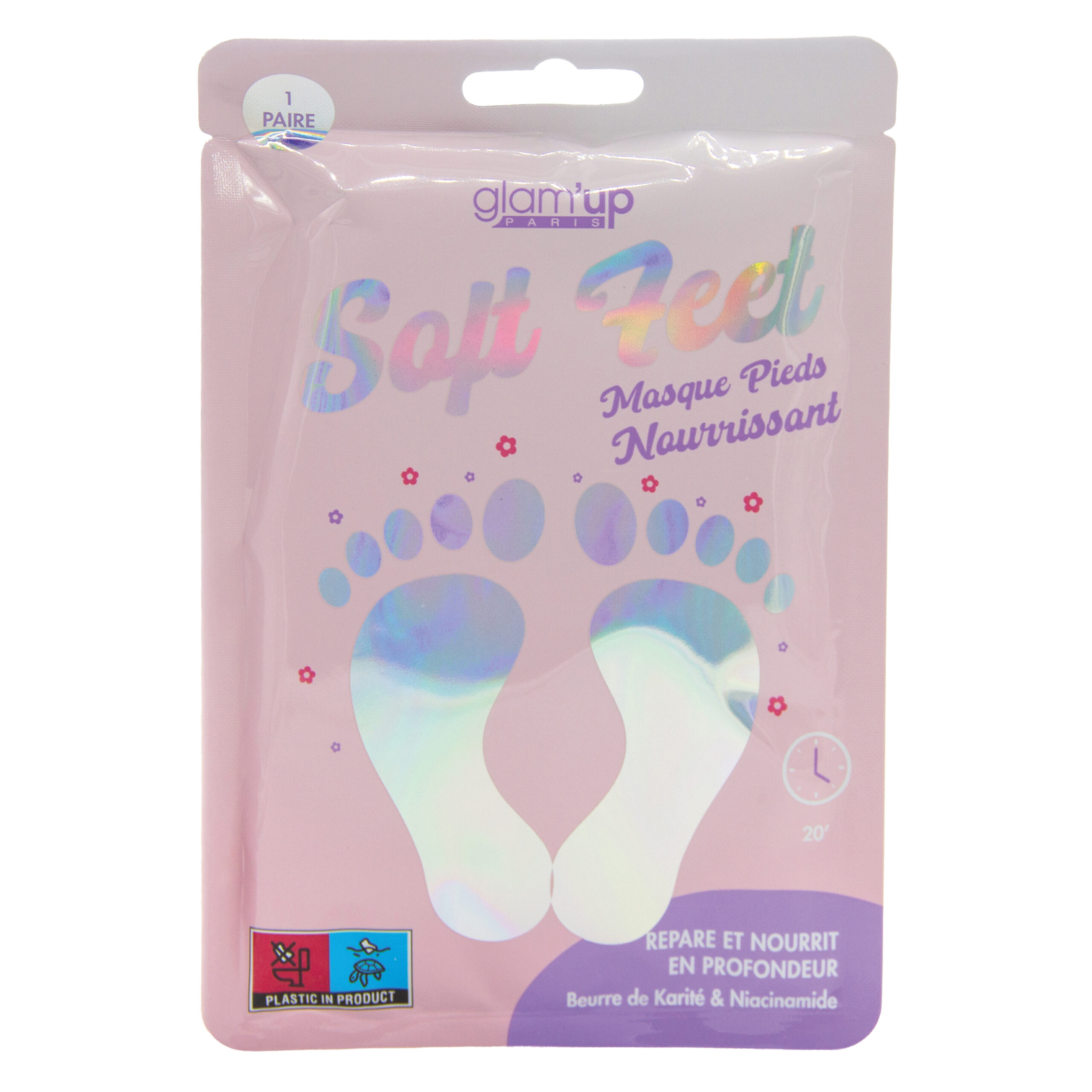 Glam'Up Skincare masque hydratant pieds karité 1 paire
