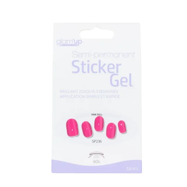 GLAM'UP Les Ongles Sticker Gel Semi-Permanent Pink Doll 16 pièces