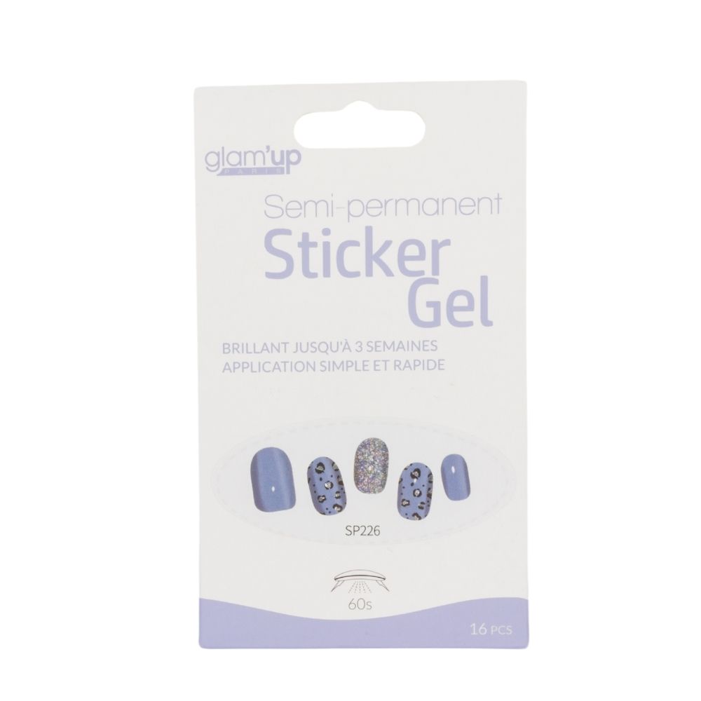 Glam'Up Les Ongles Sticker Gel Léopard Bleu 16 Pièces
