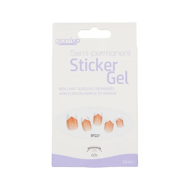 GLAM'UP Les Ongles Sticker Gel French Biseautée 16 pièces