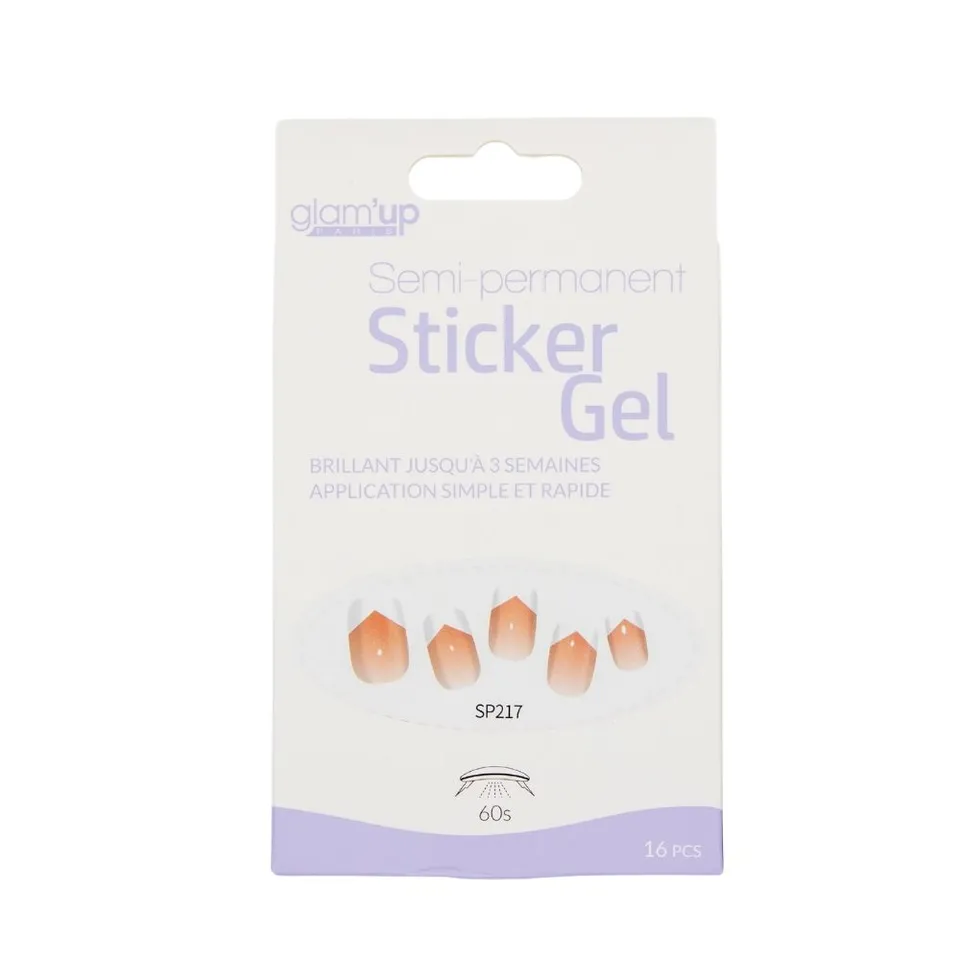 GLAM'UP Les Ongles Sticker Gel French Biseautée 16 pièces