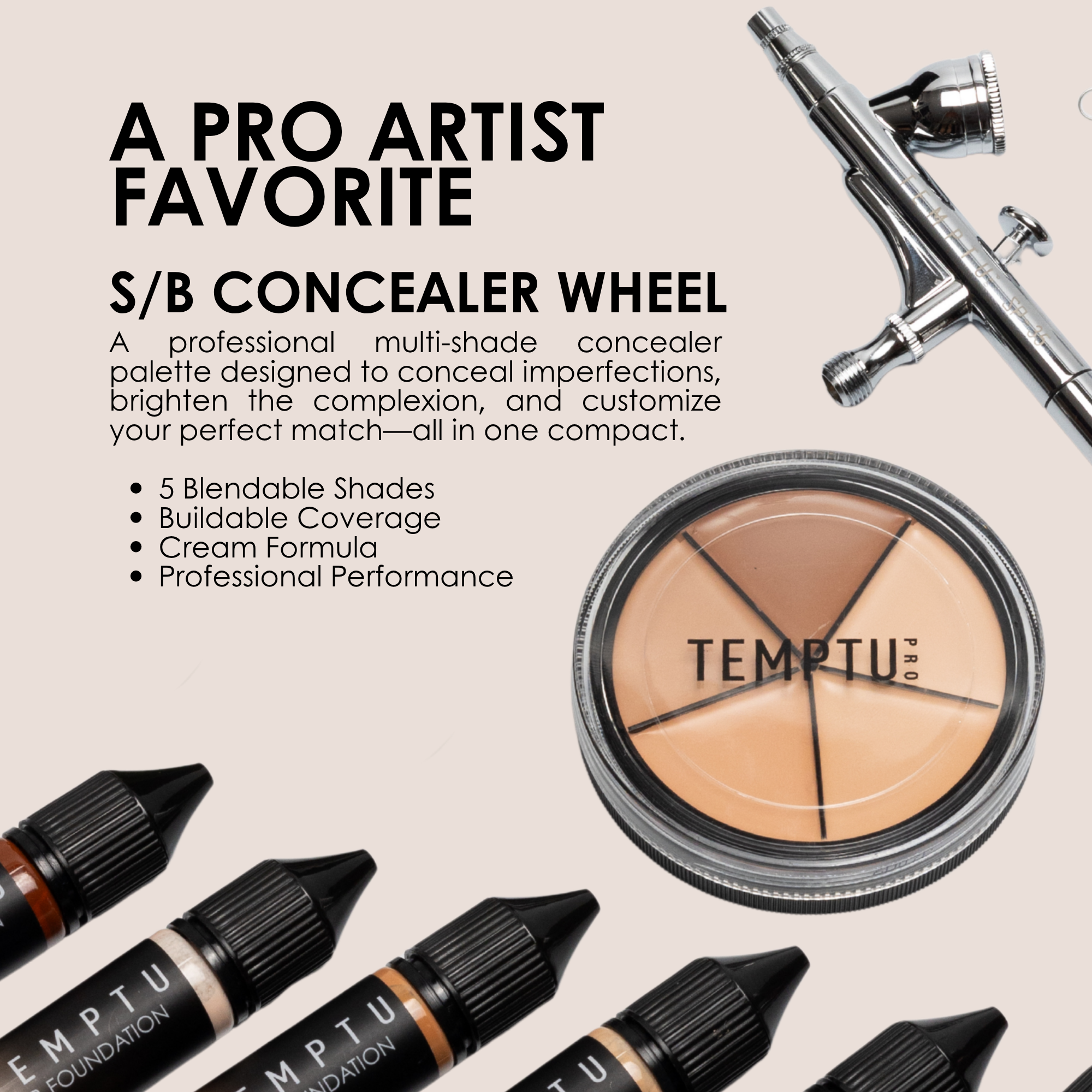 TEMPTU S/B Concealer Wheel palette correcteur 5 teintes