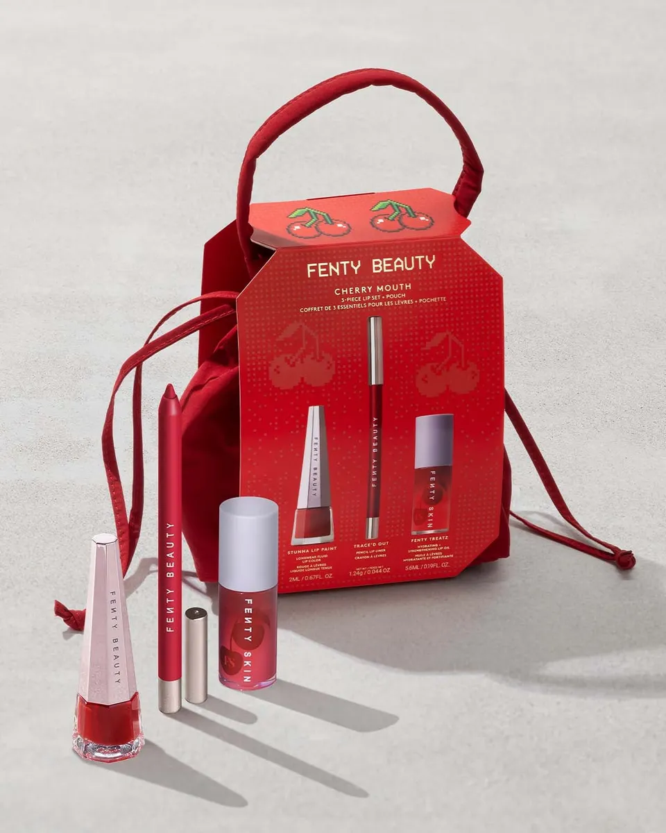 Fenty Beauty Cherry Mouth coffret lèvres 3 pièces cerise édition limitée