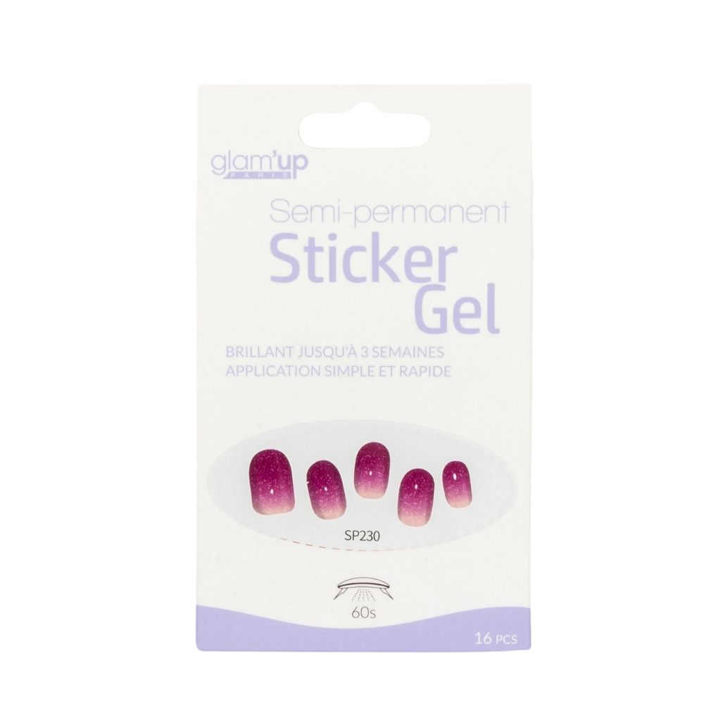 GLAM'UP Les Ongles Sticker Gel Dégradé Rose Pailleté 16 pièces