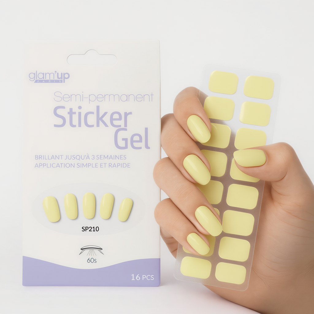 GLAM'UP Les Ongles Sticker Gel Semi-Permanent Sorbet 16 pièces