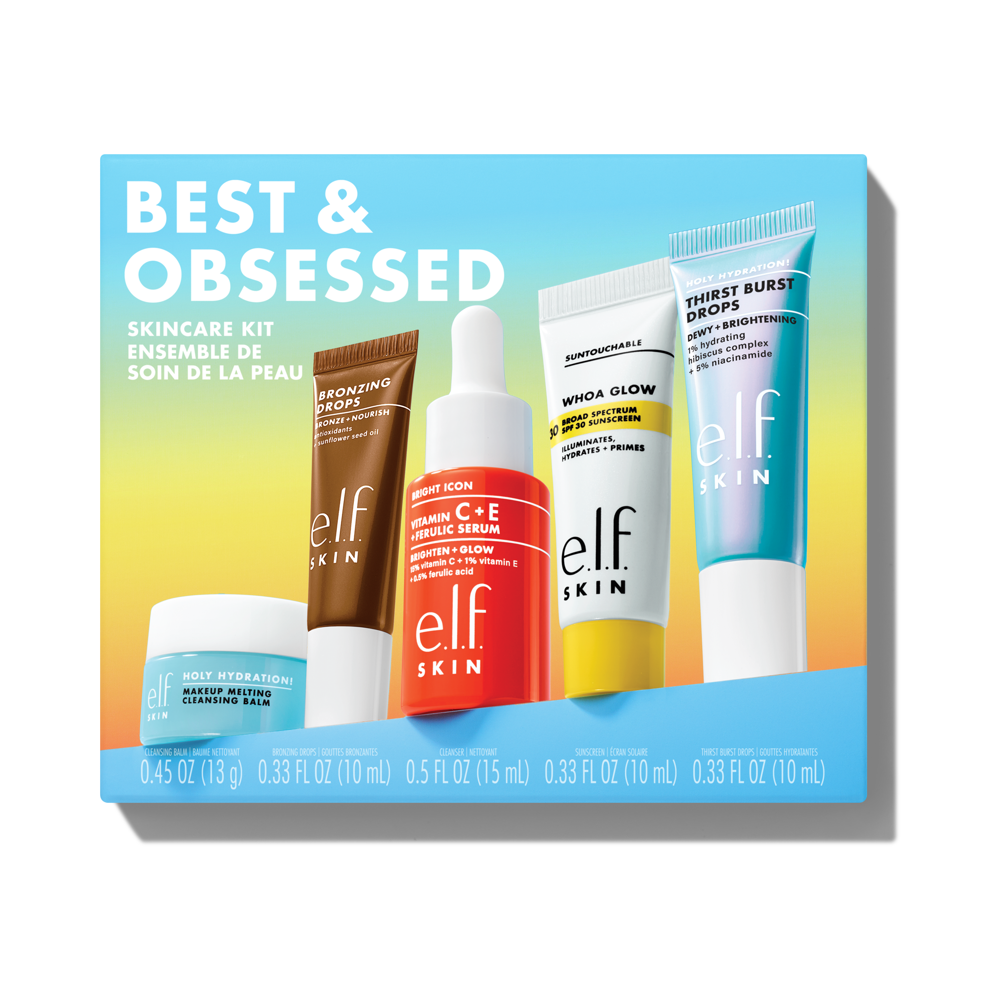 E.L.F. Moisturizers Best & Obsessed Kit Soin 5 Miniatures Éclat