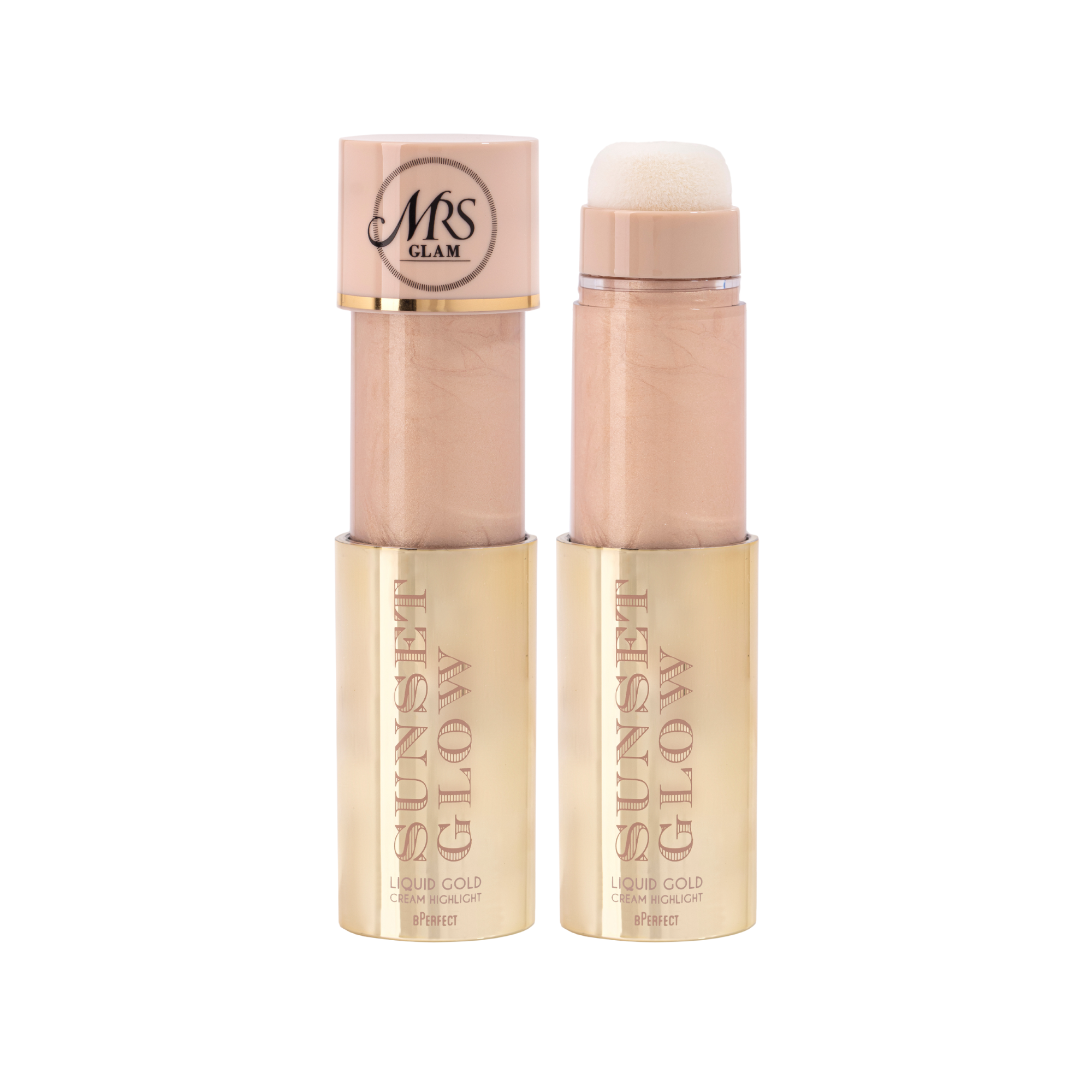 Mrs Glam Sunset Glow highlighter crème Liquid Gold fini lumineux