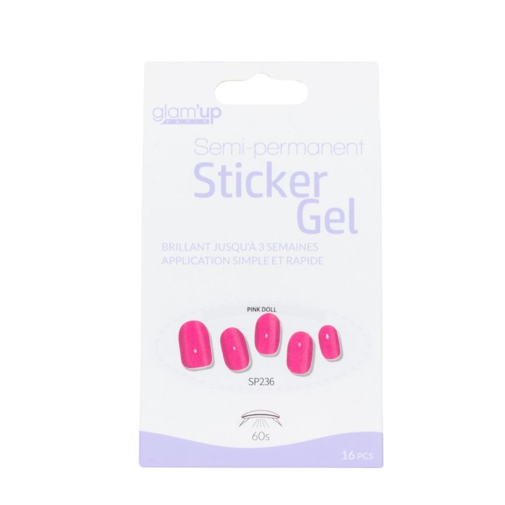 GLAM'UP Les Ongles Sticker Gel Semi-Permanent Pink Doll 16 pièces