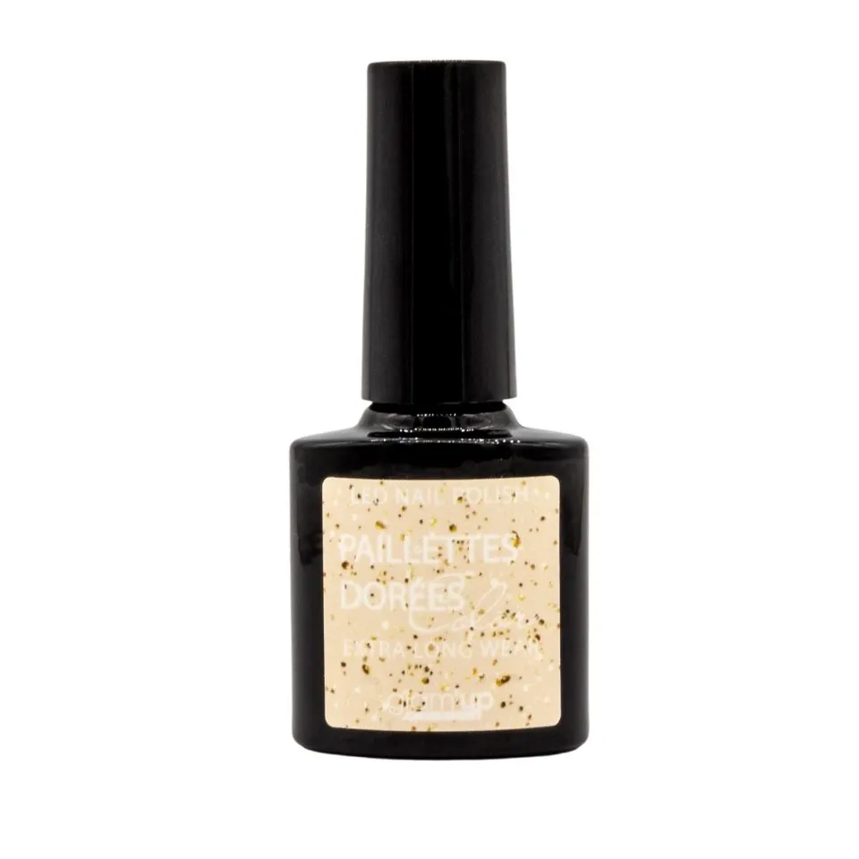 Glam'Up Les Ongles Vernis Semi-Permanent Paillettes Dorées gel