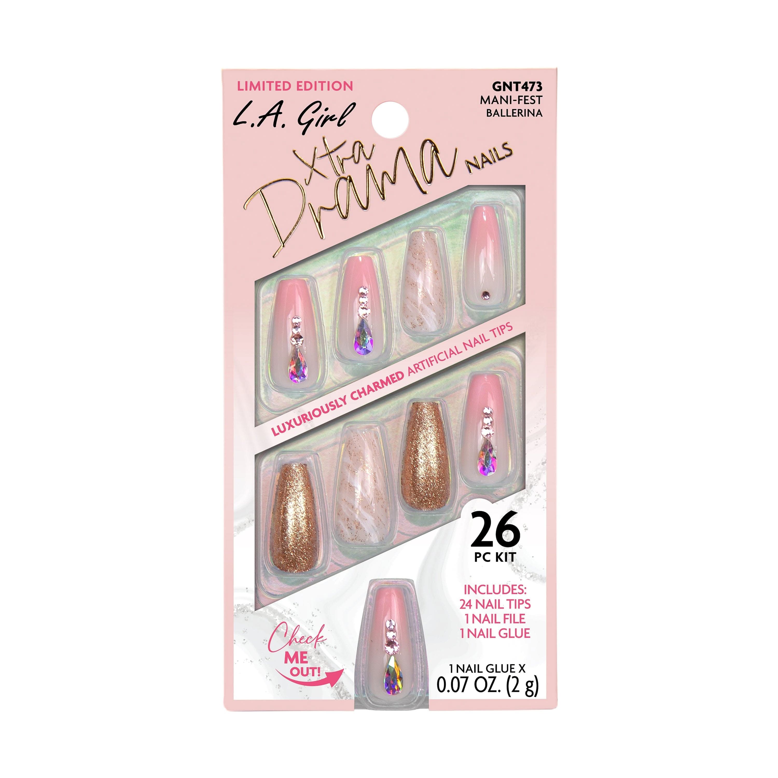 L.A. Girl Nails Extra Drama faux ongles Mani-Fest 24 pcs