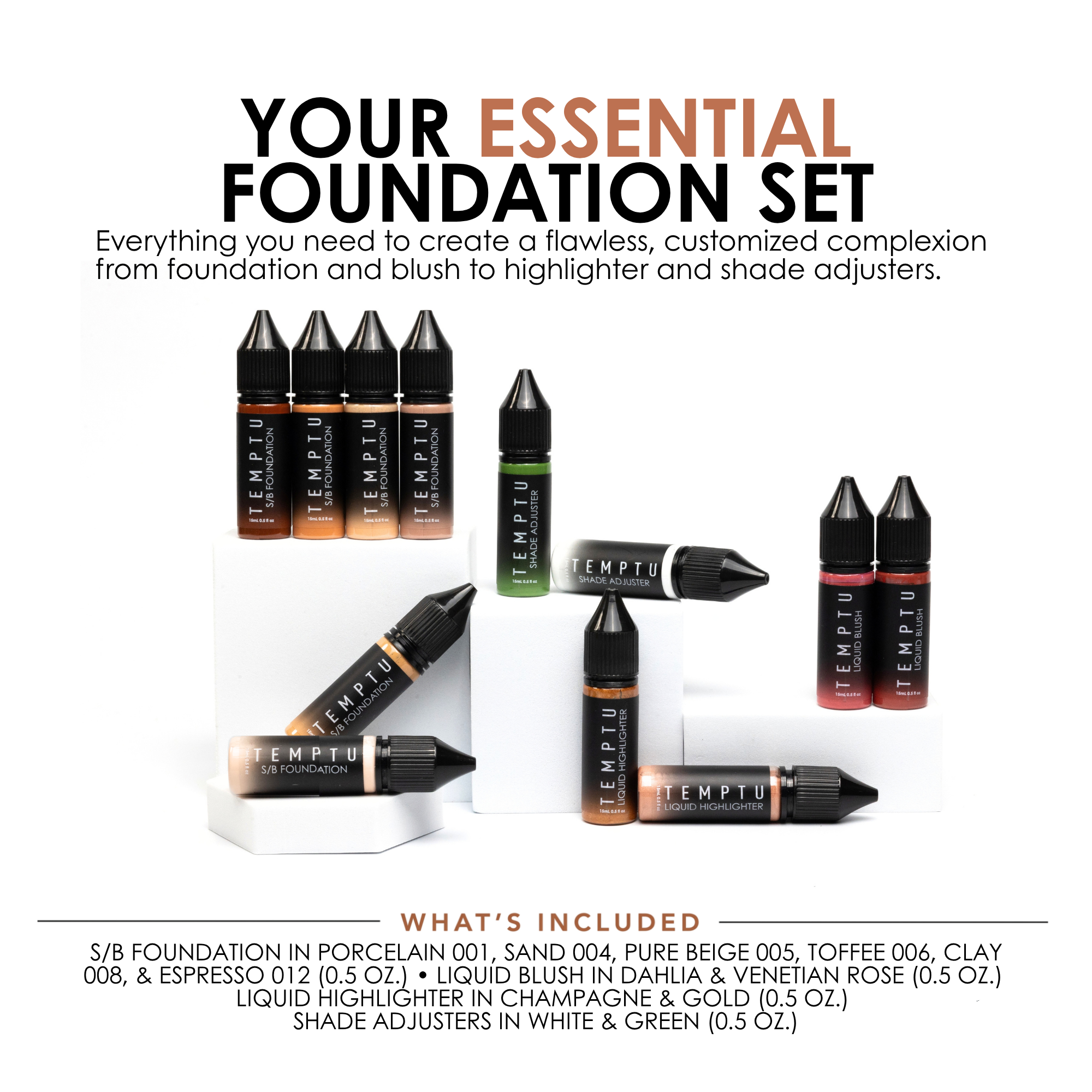 TEMPTU S/B Set Fond de Teint Essentials 12 Pièces Lumineux