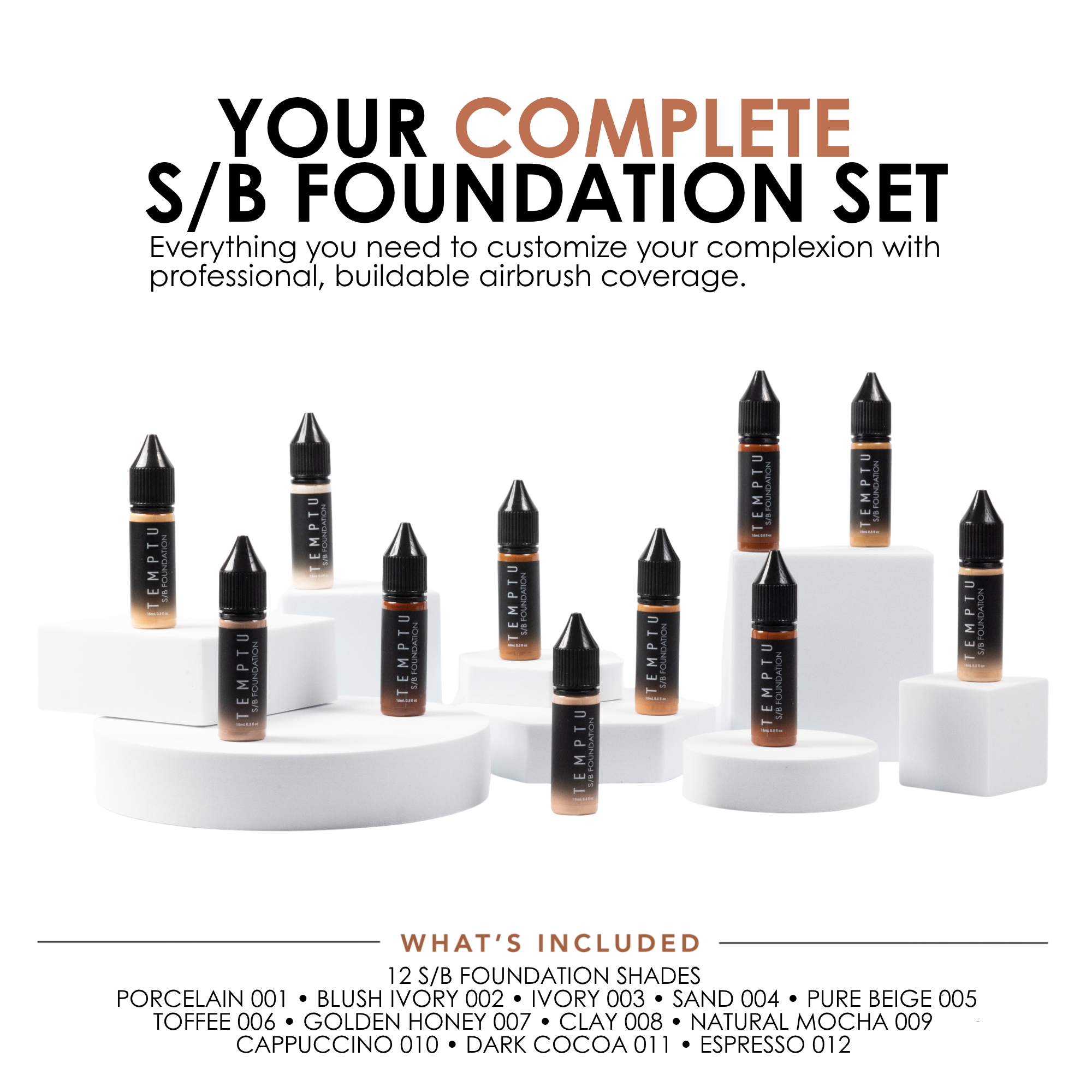 TEMPTU S/B Complete Foundation Set fond de teint airbrush 12 teintes lumineux