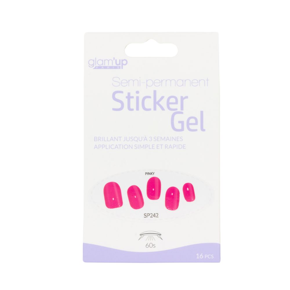 Glam'Up Les Ongles Sticker Gel Semi-Permanent Pinky 16 pièces