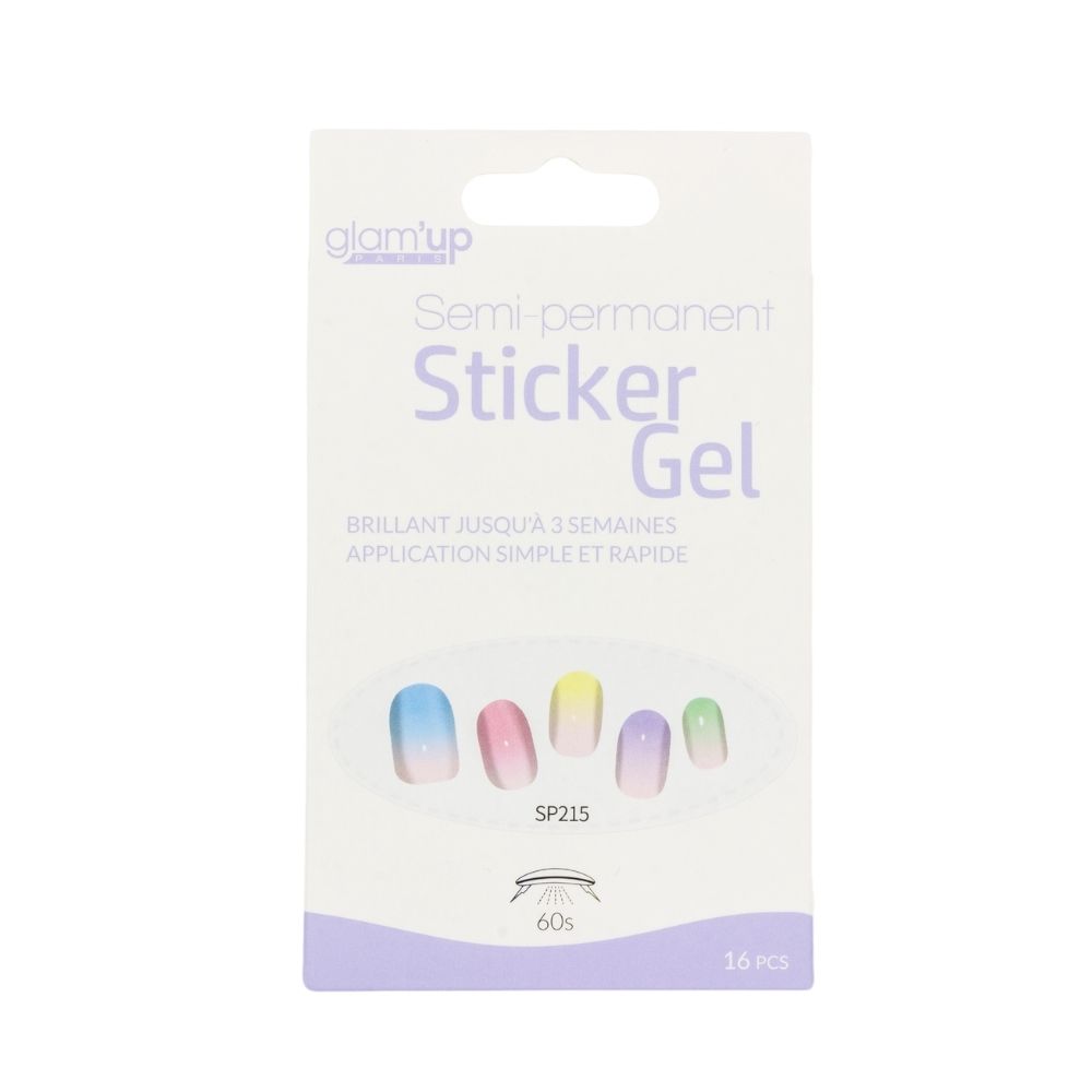 GLAM'UP Les Ongles Sticker Gel French Colorée 16 pièces