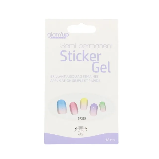 GLAM'UP Les Ongles Sticker Gel French Colorée 16 pièces