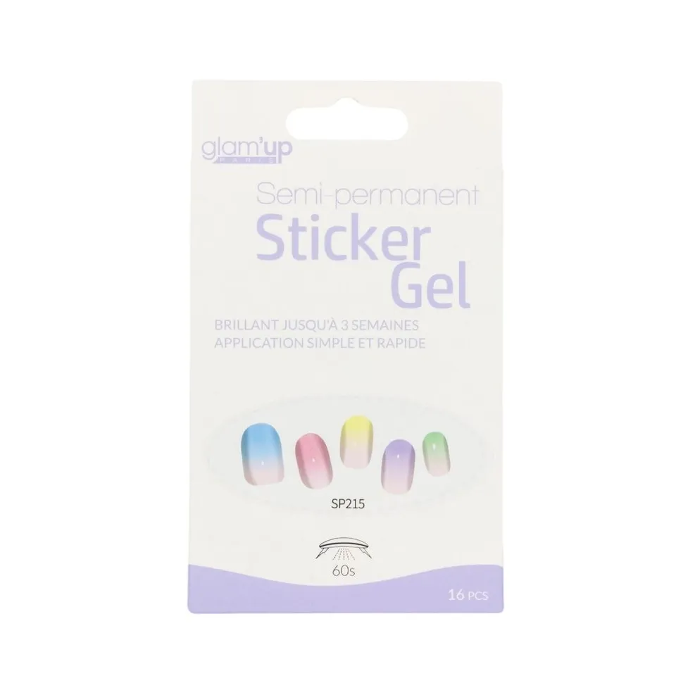 GLAM'UP Les Ongles Sticker Gel French Colorée 16 pièces