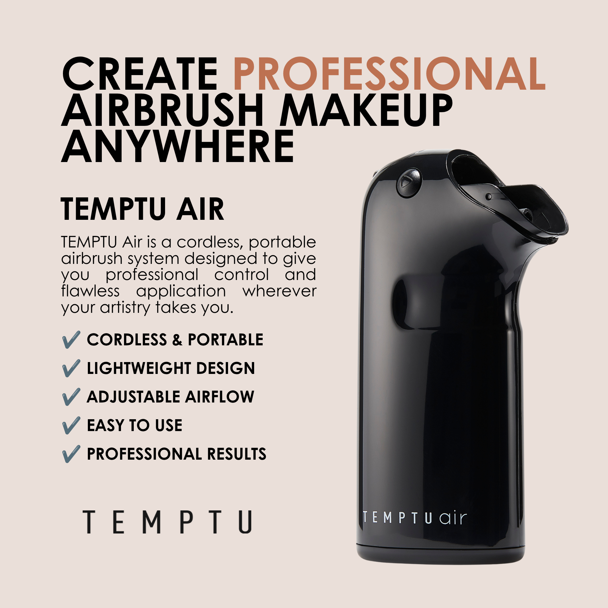 TEMPTU Air aérographe maquillage compresseur noir