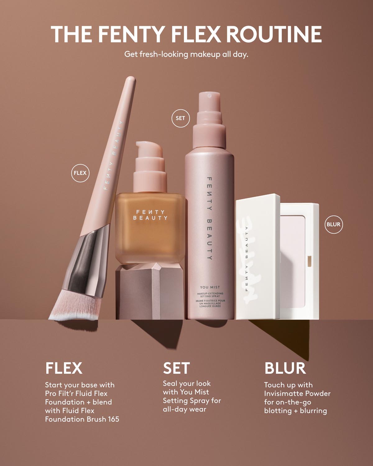 Fenty Beauty Pinceau fond de teint Fluid Flex 165 application précise